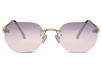 Geometric Round Rimless Sunglasses