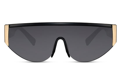 Visor Style Oversized Black Color Sunglasses