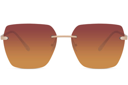 Brown Rimless Oversize Sunglasses