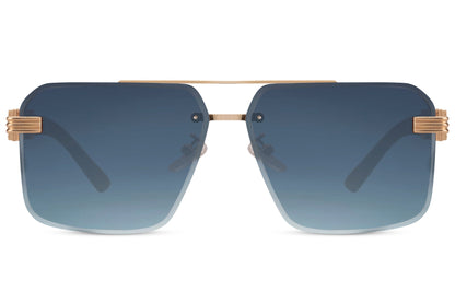 Retro Tinted Blue Color Oversized Sunglass