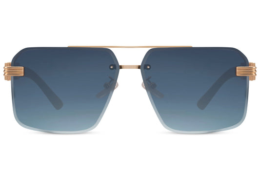 Retro Tinted Blue Color Oversized Sunglass