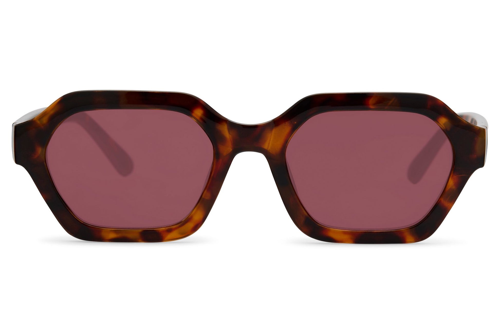 Tortoiseshell Geometric European Sunglasses- Tinted Lens 