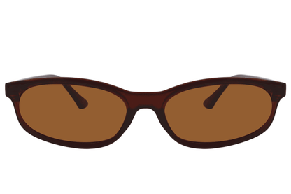 Tortoiseshell rectangle sunglasses with brown tinted lenses and slim frame