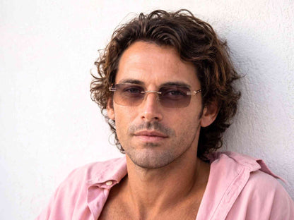 Rimless Colour Tinted Rectangle Sunglasses