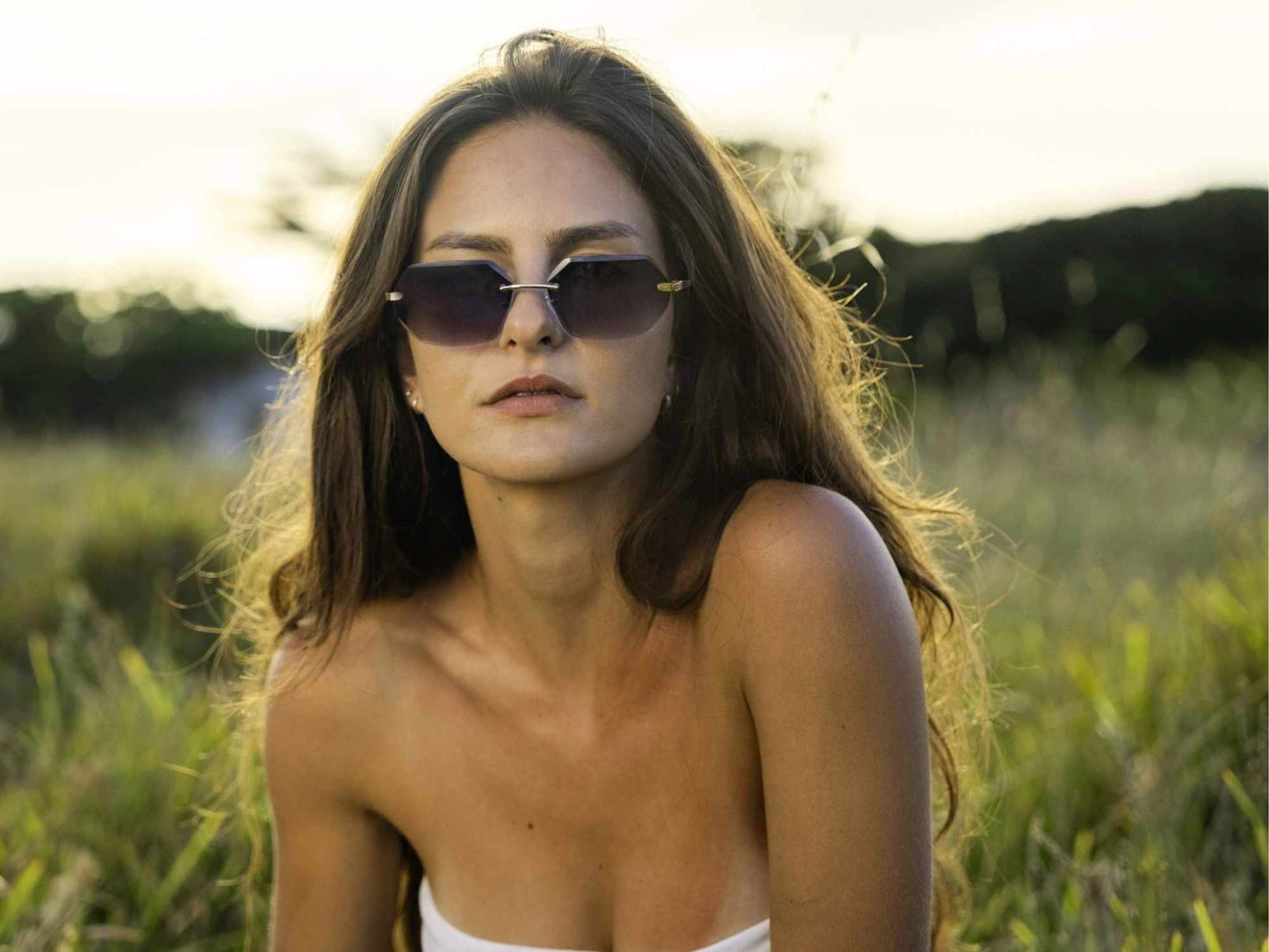 Spanien Randlose Geometrische Sonnenbrille