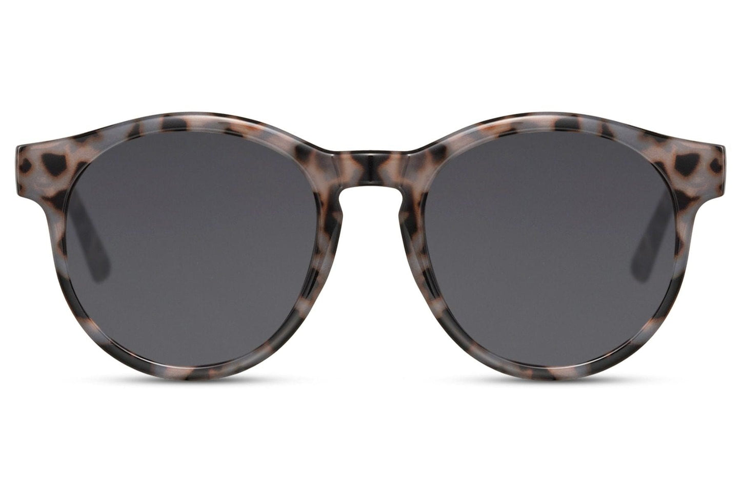 Amsterdam eco round sunglasses brown animal print 100% recycled polyester frame smoke lens UV400 protection men women sustainable retro boho Dutch summer festival city beach free UK Europe shipping Sunglass Station