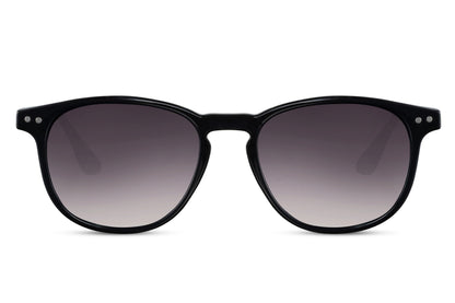 Amsterdam round sunglasses black polycarbonate frame dark lens UV400 protection men women bold minimalist sophisticated everyday city summer driving beach free UK Europe shipping Sunglass Station