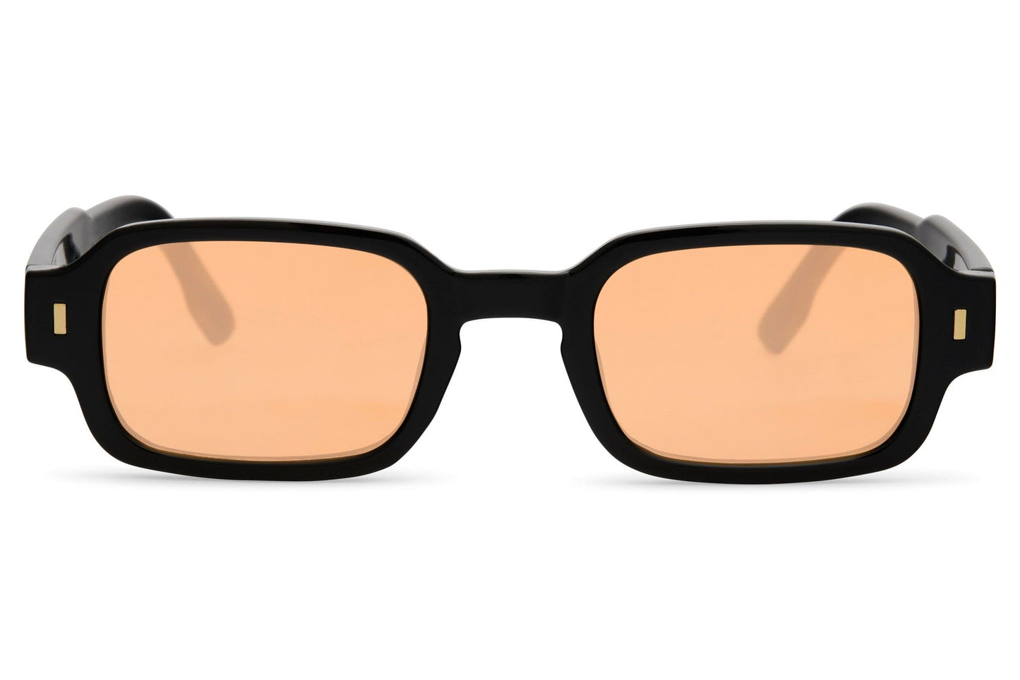 Amsterdam sleek rectangle sunglasses for men with black polycarbonate frame and peach translucent lens – bold retro rectangle shades for everyday street style and festivals, Sunglass Station free UK and Europe shipping