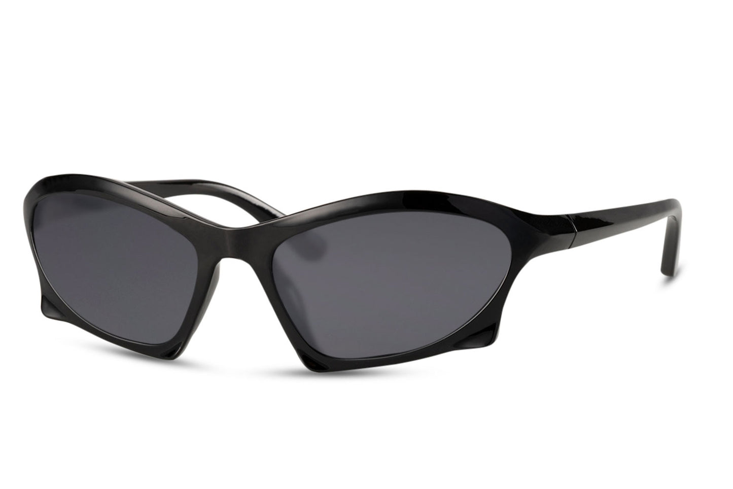 Angular pointed black party sunglasses for festivals and nightlife — trendy streetwear eyewear for men and women | Sunglass Station London