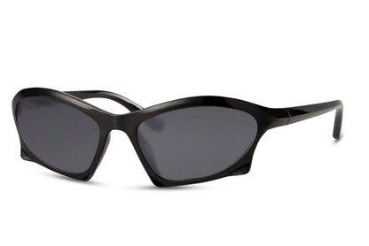 Angular pointed black party sunglasses for festivals and nightlife — trendy streetwear eyewear for men and women | Sunglass Station London