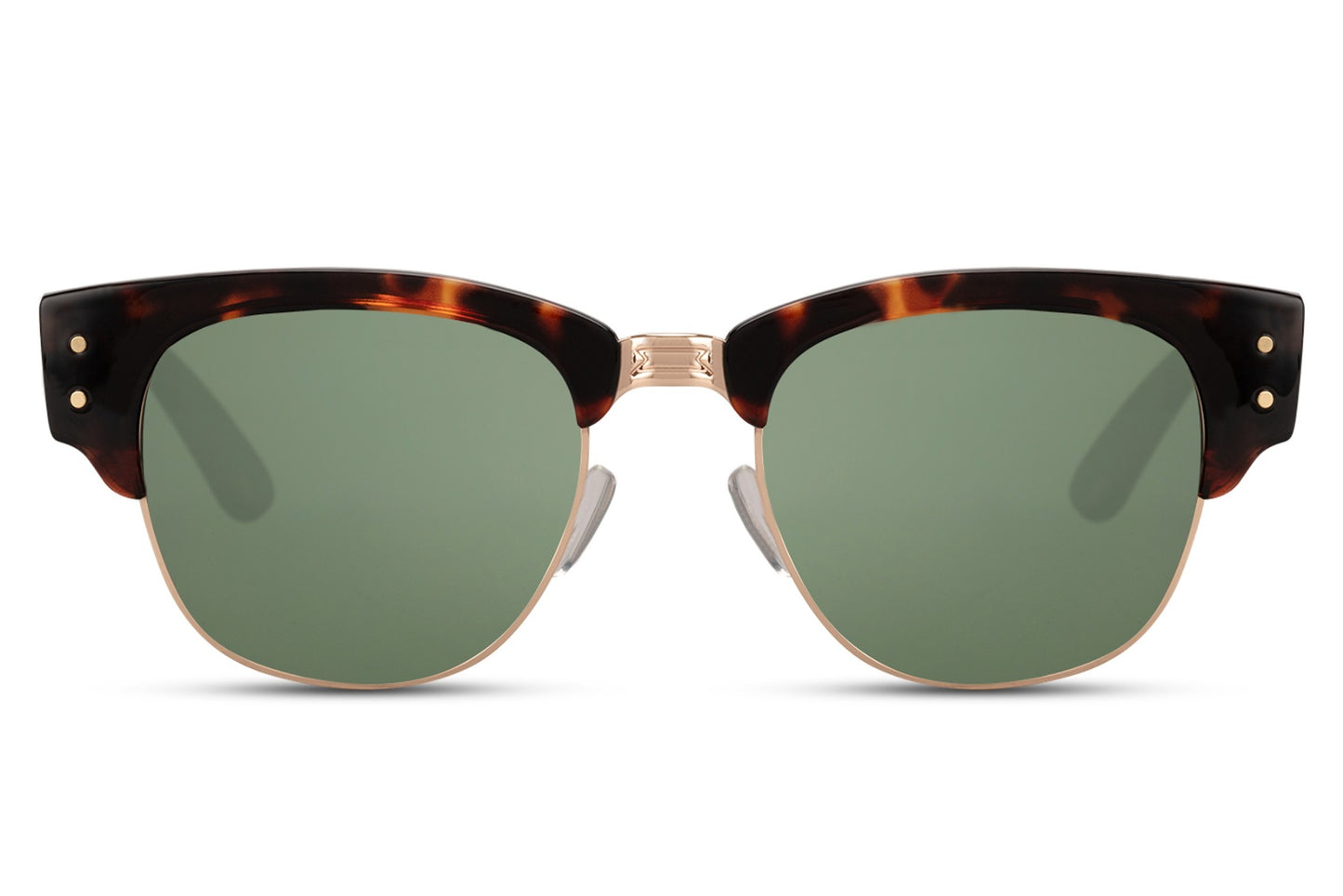 sunglasses with green lens and animal print frame with uv400 protection