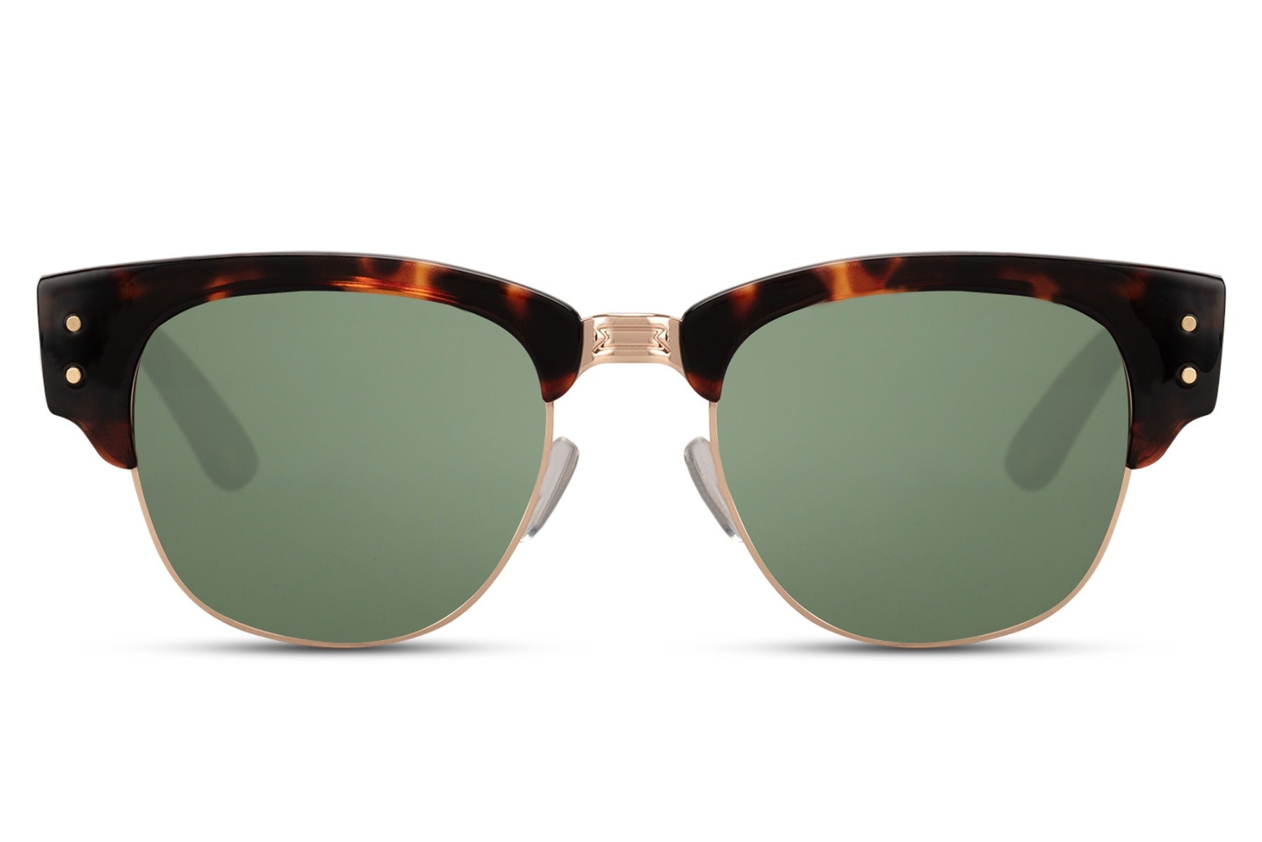 sunglasses with green lens and animal print frame with uv400 protection