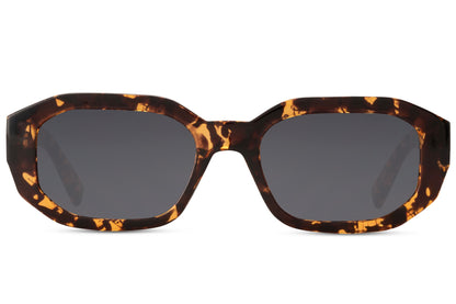 animal print sunglasses with black tinted lens perfect for city driving