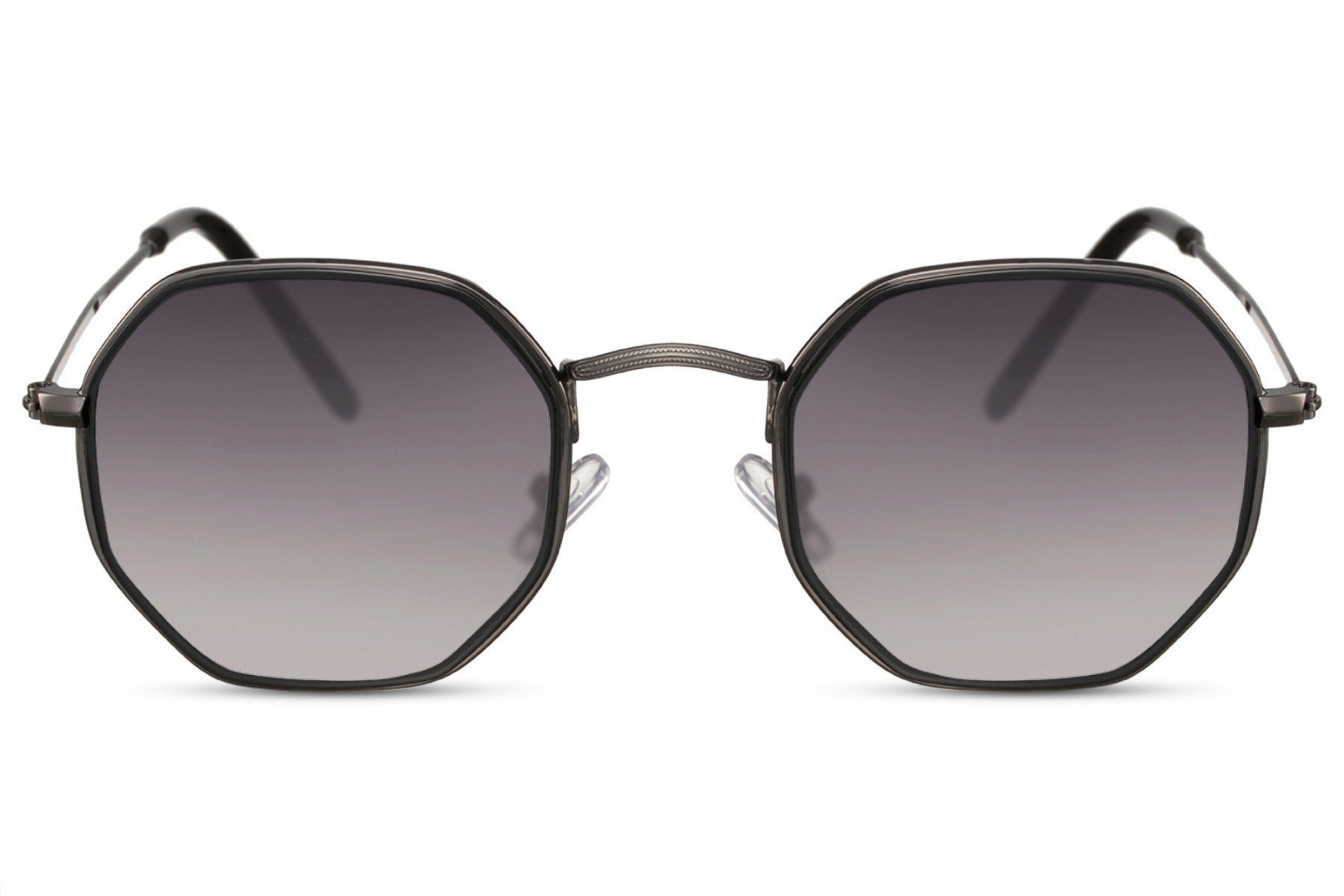 geometric round sunglasses black metal frame angle view slim lightweight polycarbonate lens UV400 protection unisex summer free UK Europe shipping Sunglass Station