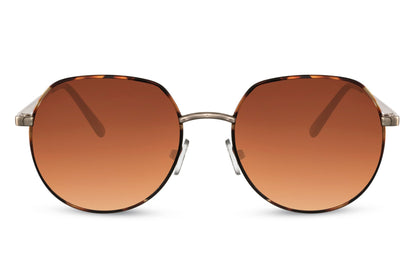 Barcelona geometric round sunglasses gold silver metal frame black smoke 100% recycled lens UV400 protection men women sustainable minimalist sophisticated retro everyday city summer driving beach free UK Europe shipping Sunglass Station