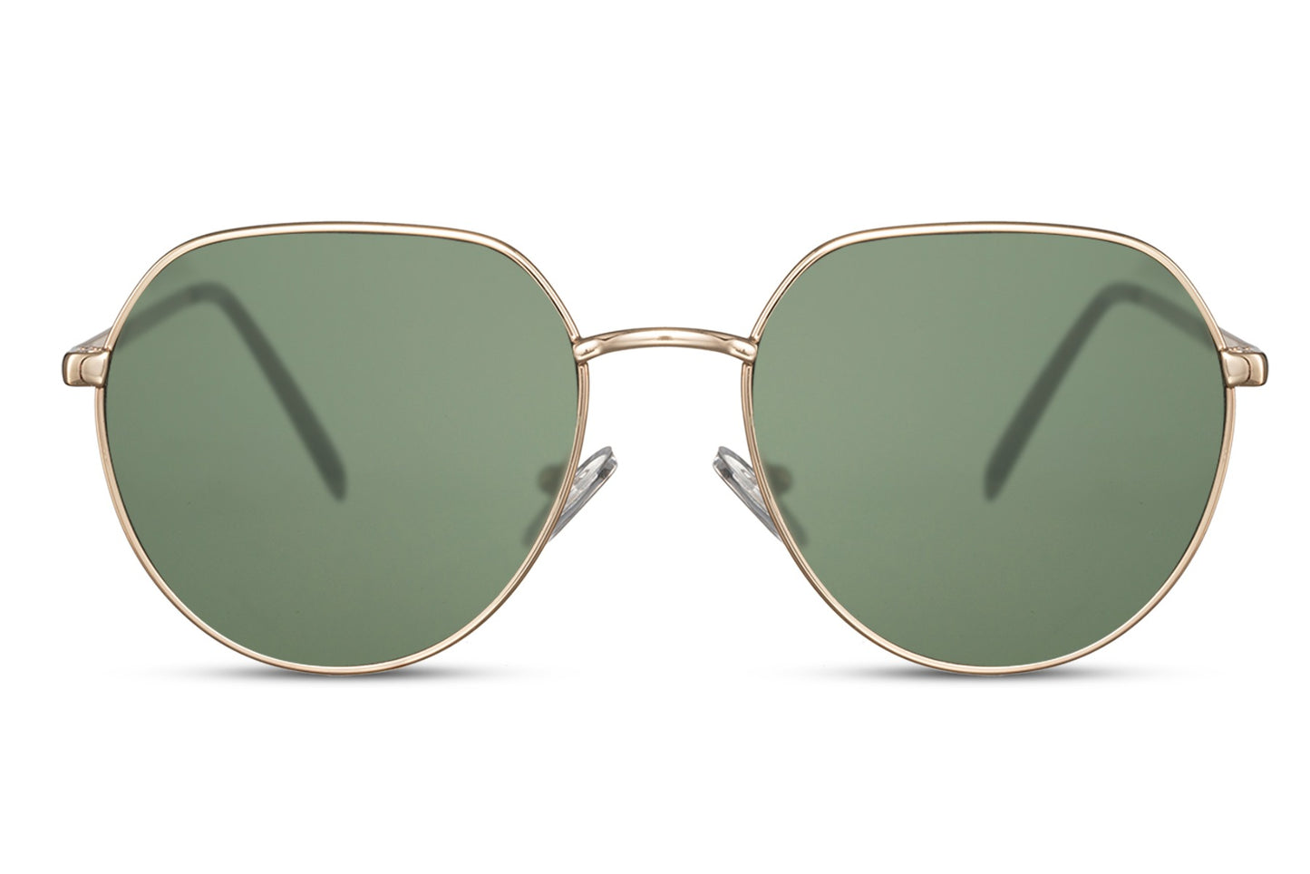 Barcelona geometric round sunglasses gold silver metal frame warm brown copper gradient 100% recycled lens UV400 protection men women sustainable elegant retro Spanish summer holiday city brunch free UK Europe delivery Sunglass Station