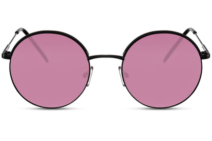 Barcelona round sunglasses silver metal frame purple pink tinted 100% recycled lens UV400 protection women bold feminine sustainable Spanish retro summer festival city beach free UK Europe shipping Sunglass Station