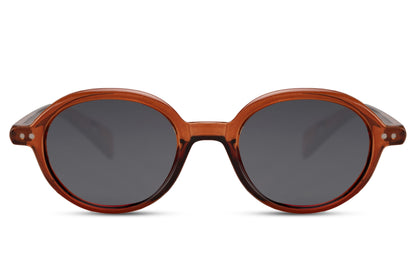 Berlin sleek round sunglasses brown animal print polycarbonate frame warm amber lens lightweight UV400 protection men women sustainable retro boho comfortable all-day summer city free UK Europe delivery Sunglass Station