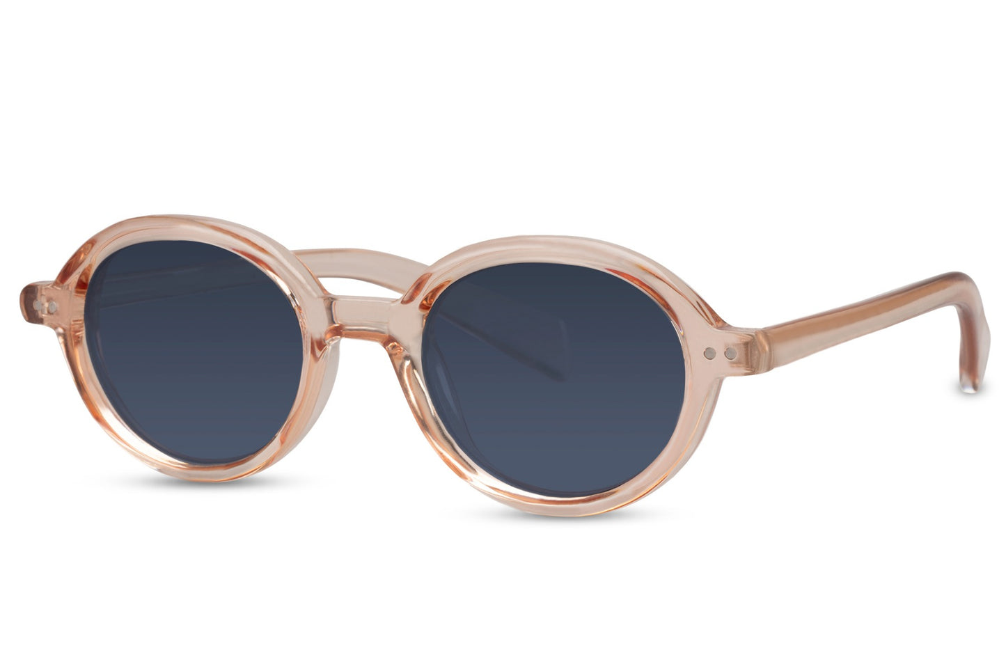 Berlin sleek round sunglasses cream nude slim polycarbonate frame navy blue lens UV400 protection men women sleek sophisticated everyday summer city outdoor holiday free UK Europe delivery Sunglass Station