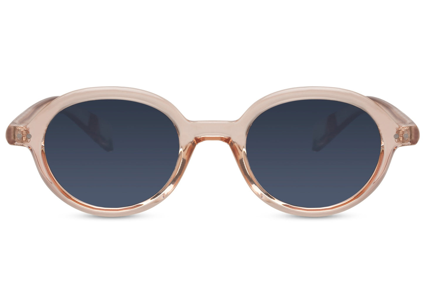Berlin sleek round sunglasses cream nude polycarbonate frame navy blue tinted lens UV400 protection men women bold minimalist sleek summer city beach festival eyewear free UK Europe shipping Sunglass Station