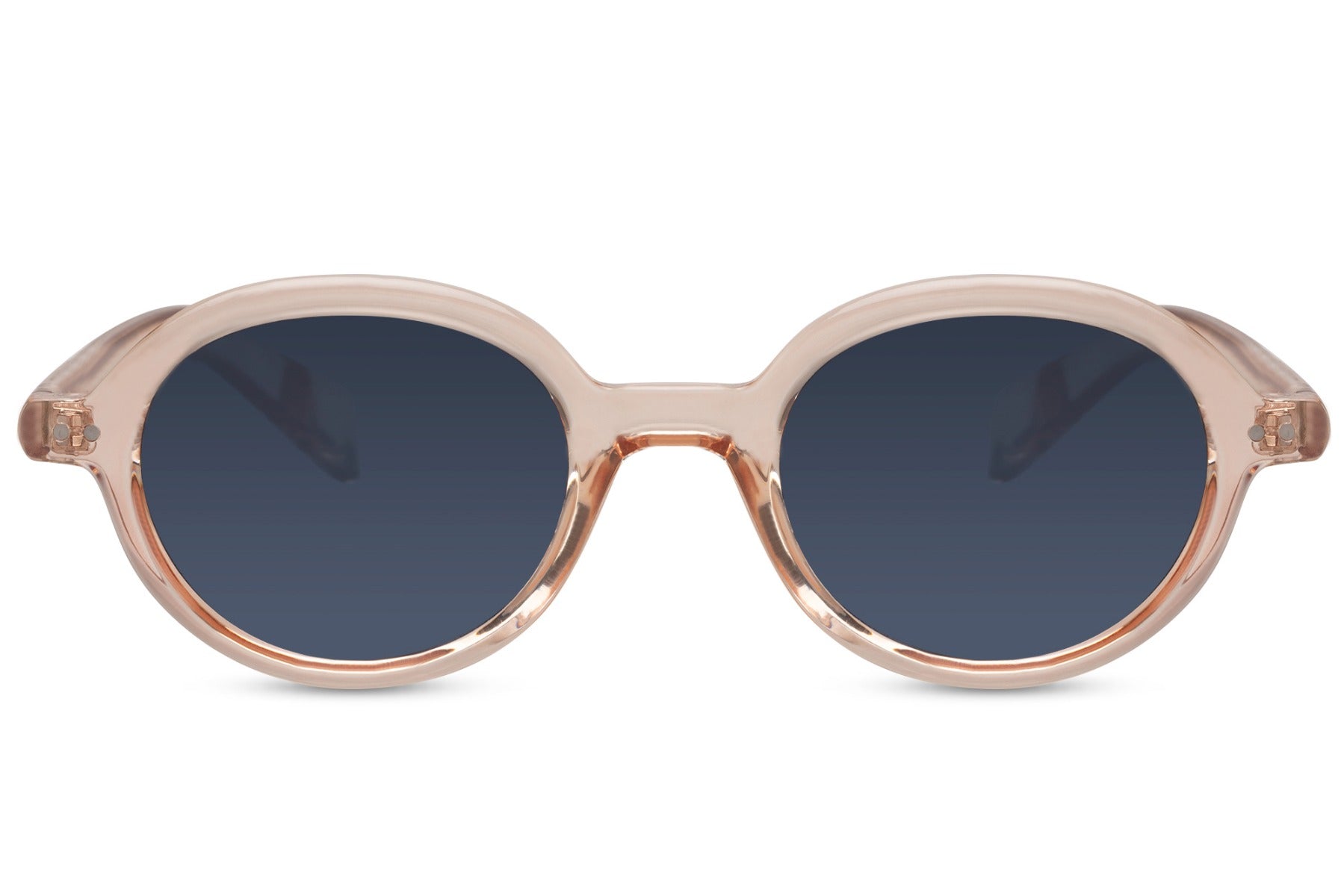 Berlin sleek round sunglasses cream nude polycarbonate frame navy blue tinted lens UV400 protection men women bold minimalist sleek summer city beach festival eyewear free UK Europe shipping Sunglass Station