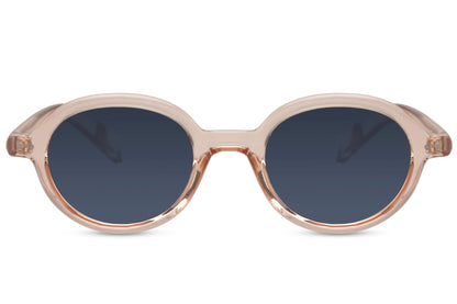 Berlin sleek round sunglasses cream nude polycarbonate frame navy blue tinted lens UV400 protection men women bold minimalist sleek summer city beach festival eyewear free UK Europe shipping Sunglass Station