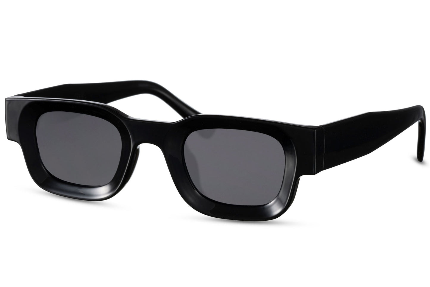 Black rectangle new wave sunglasses with black frame and dark smoke UV100 protection lens – sleek bold retro rectangle shades for going out and urban street style, free delivery across UK and Europe from Sunglass Station