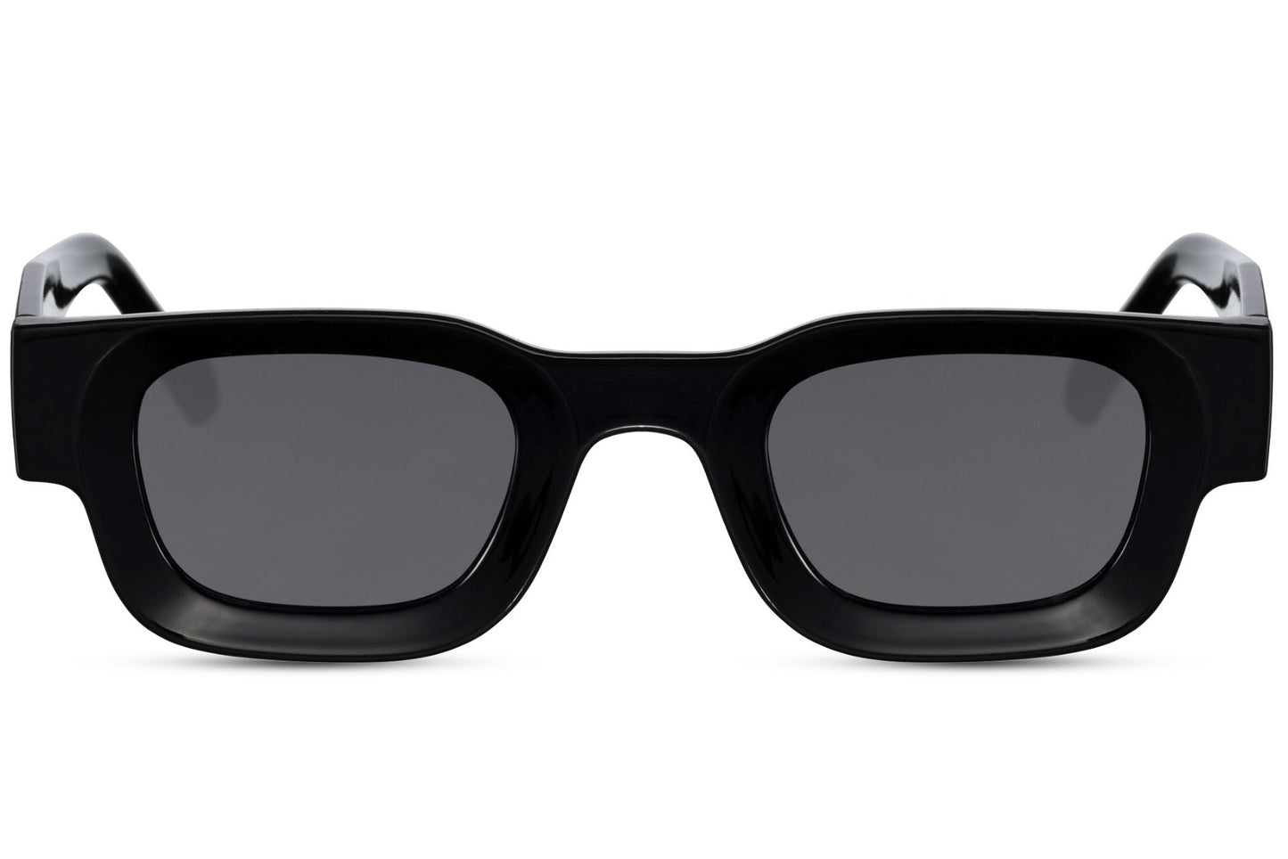 Black rectangle sunglasses new wave with black frame and smoke grey UV100 protection lens – bold chunky retro rectangle shades for everyday city wear and street style, free delivery across UK and Europe from Sunglass Station