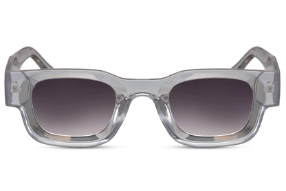 Black rectangle new wave sunglasses with black frame and smoke grey UV100 protection lens – bold chunky retro rectangle shades for urban street style and festivals, free delivery across UK and Europe from Sunglass Station