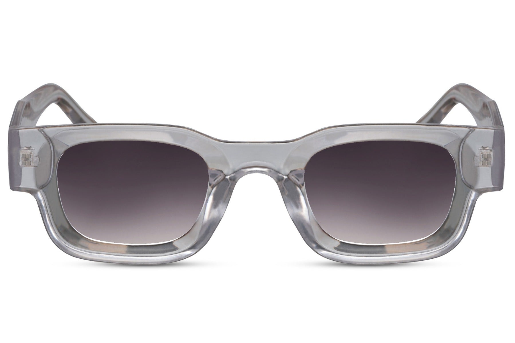 Black rectangle new wave sunglasses with clear transparent frame and smoke grey UV100 protection lens – sleek minimalist retro rectangle shades for everyday urban wear and street style, free delivery across UK and Europe from Sunglass Station