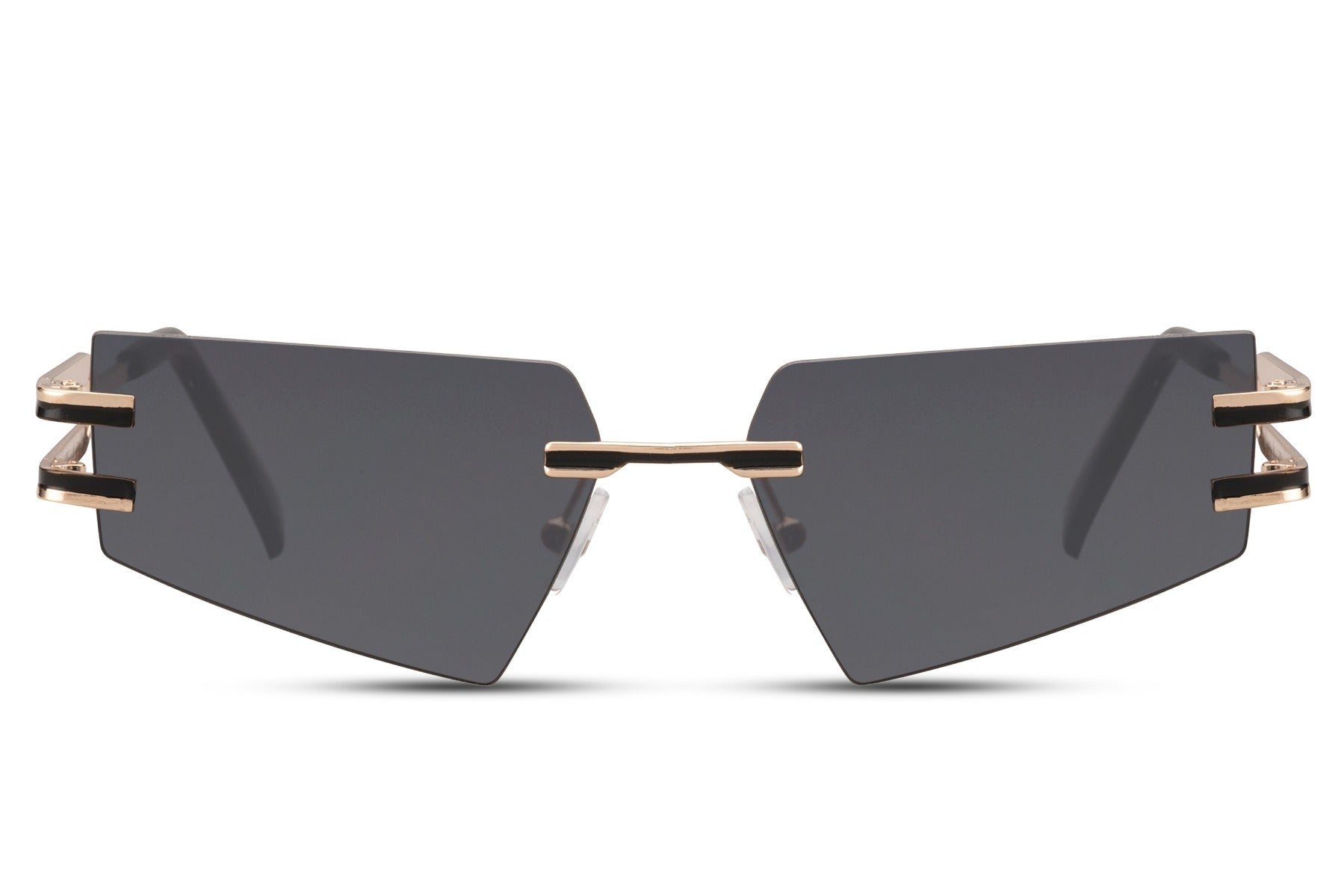barcelona trending black shades with sharp edges and metallic temples