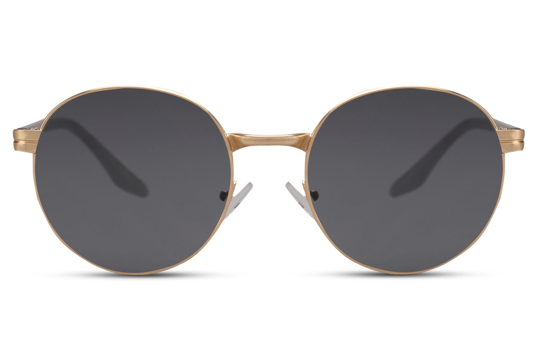 black round metal frame sunglasses recycled polycarbonate deep black lens 100% UV400 protection men women sustainable eco-friendly minimalist bold everyday city summer driving beach free UK Europe delivery Sunglass Station