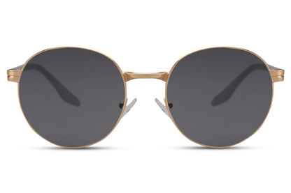 black round metal frame sunglasses recycled polycarbonate deep black lens 100% UV400 protection men women sustainable eco-friendly minimalist bold everyday city summer driving beach free UK Europe delivery Sunglass Station