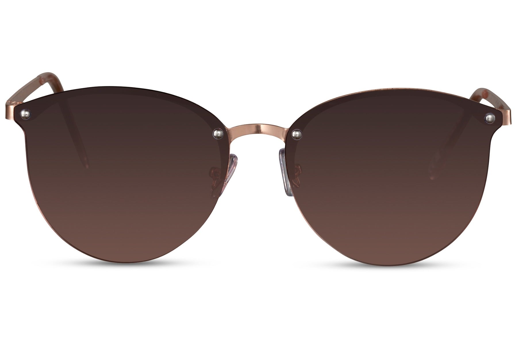 Black round sunglasses gold metal frame warm brown amber gradient lens 100% UV400 protection men women elegant retro summer city holiday brunch beach free UK Europe shipping Sunglass Station