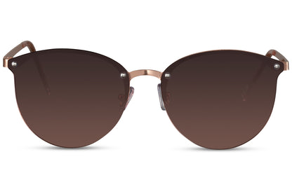 Black round sunglasses gold metal frame warm brown amber gradient lens 100% UV400 protection men women elegant retro summer city holiday brunch beach free UK Europe shipping Sunglass Station