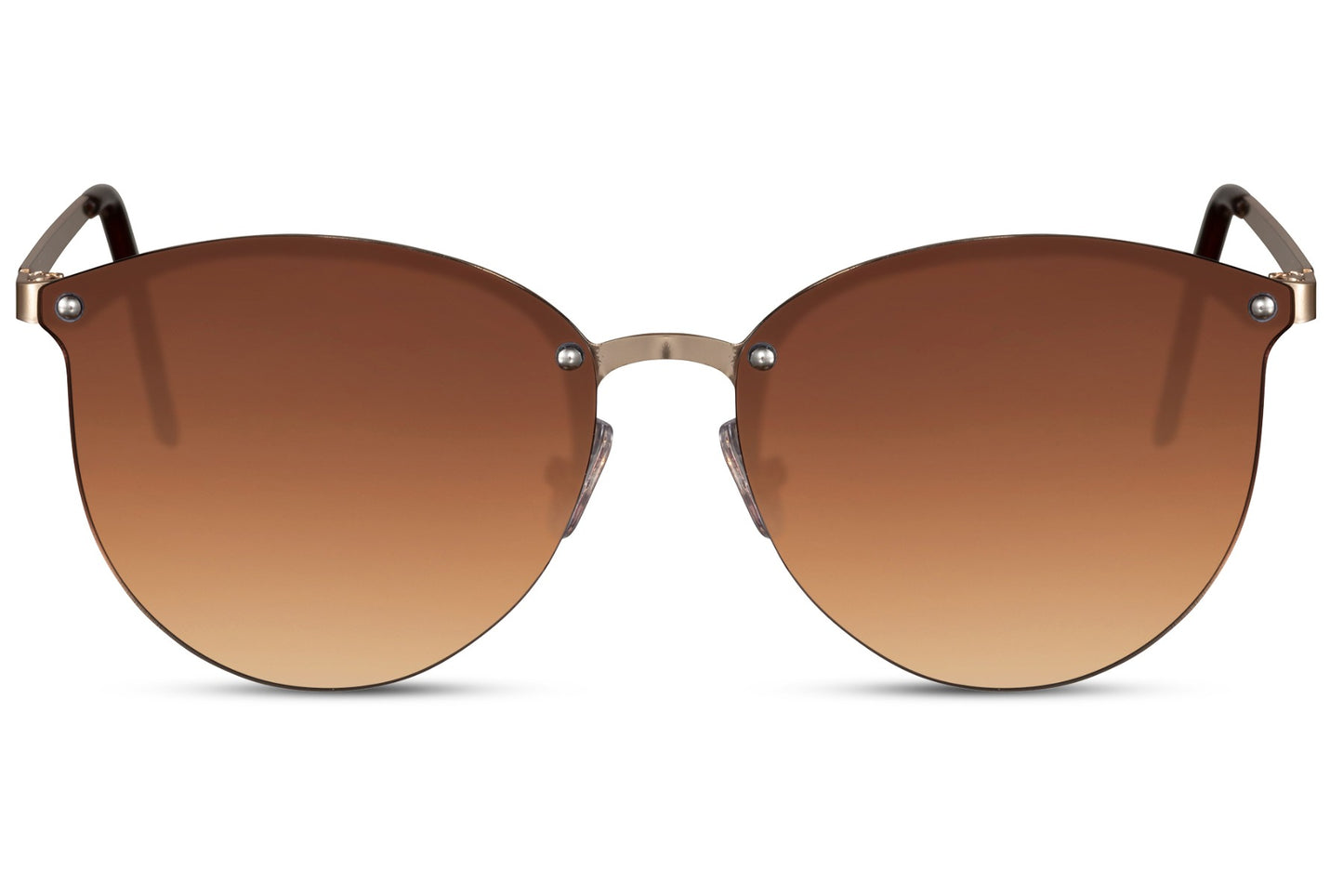 Black round sunglasses gold metal frame warm brown gradient lens 100% UV400 protection men women retro vintage elegant summer city outdoor beach holiday free UK Europe delivery Sunglass Station