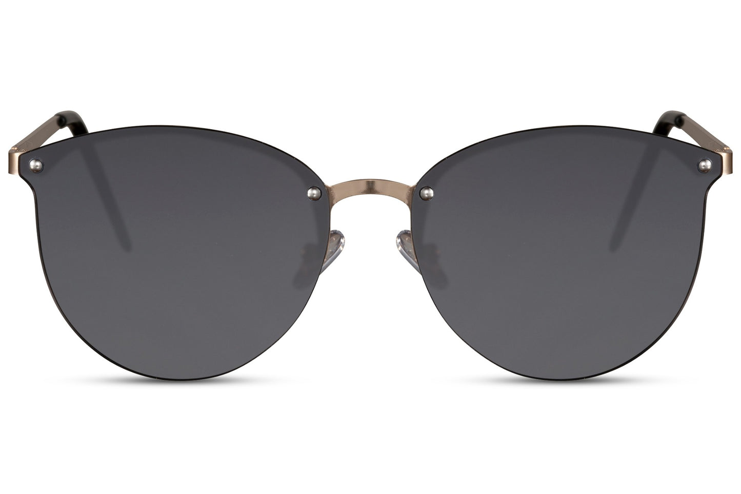 Black round sunglasses gold metal frame black smoke lens 100% UV400 protection men women sleek retro elegant everyday summer city beach driving festival free UK Europe delivery Sunglass Station