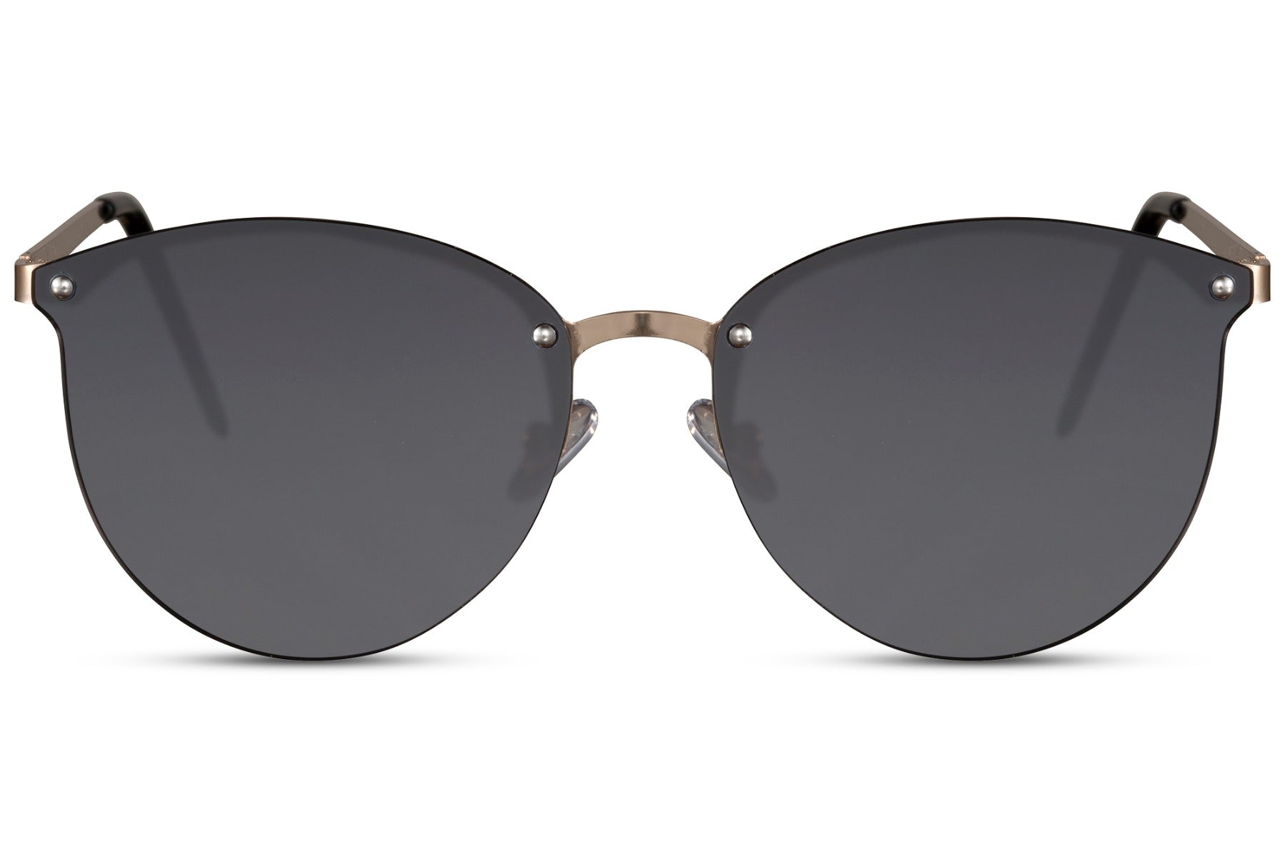 Black round sunglasses gold metal frame black smoke lens 100% UV400 protection men women sleek retro elegant everyday summer city beach driving festival free UK Europe delivery Sunglass Station