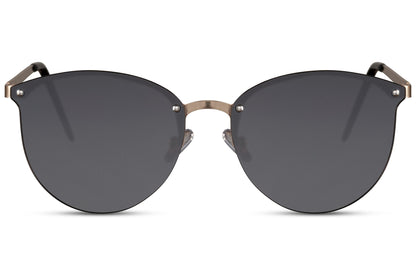 Black round sunglasses gold metal frame black smoke lens 100% UV400 protection men women sleek retro elegant everyday summer city beach driving festival free UK Europe delivery Sunglass Station