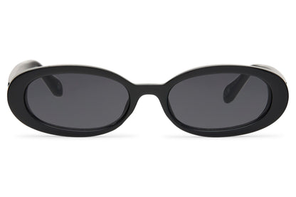 Black smoke lens oval party sunglasses for women — sleek night out and clubbing eyewear | Sunglass Station London