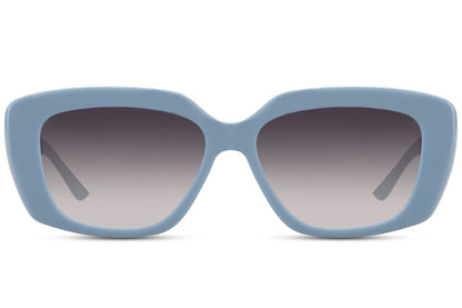 blue frame sunglasses for casual styling