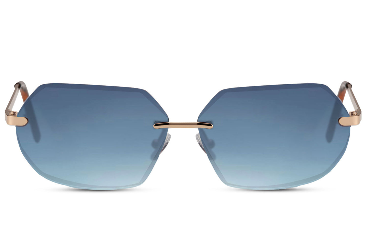 blue lens rimless sunglasses perfect eyewear for spain sunny days
