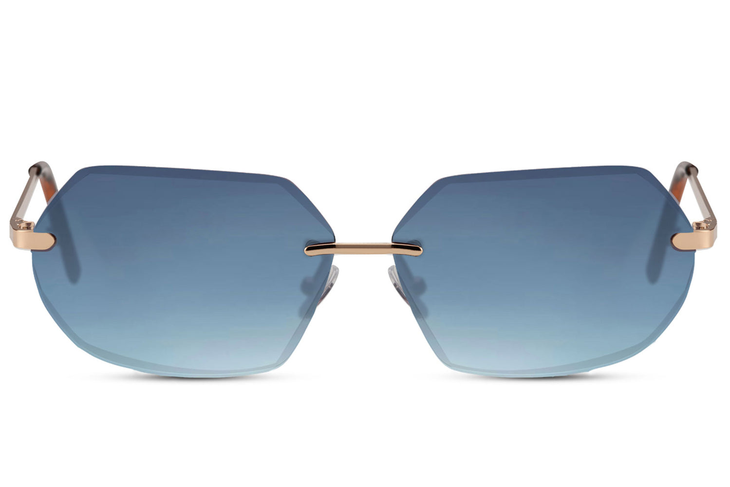 blue lens rimless sunglasses perfect eyewear for spain sunny days