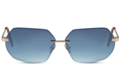 blue lens rimless sunglasses perfect eyewear for spain sunny days