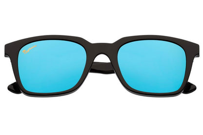 blue mirrored polarised sunglasses in unisex style