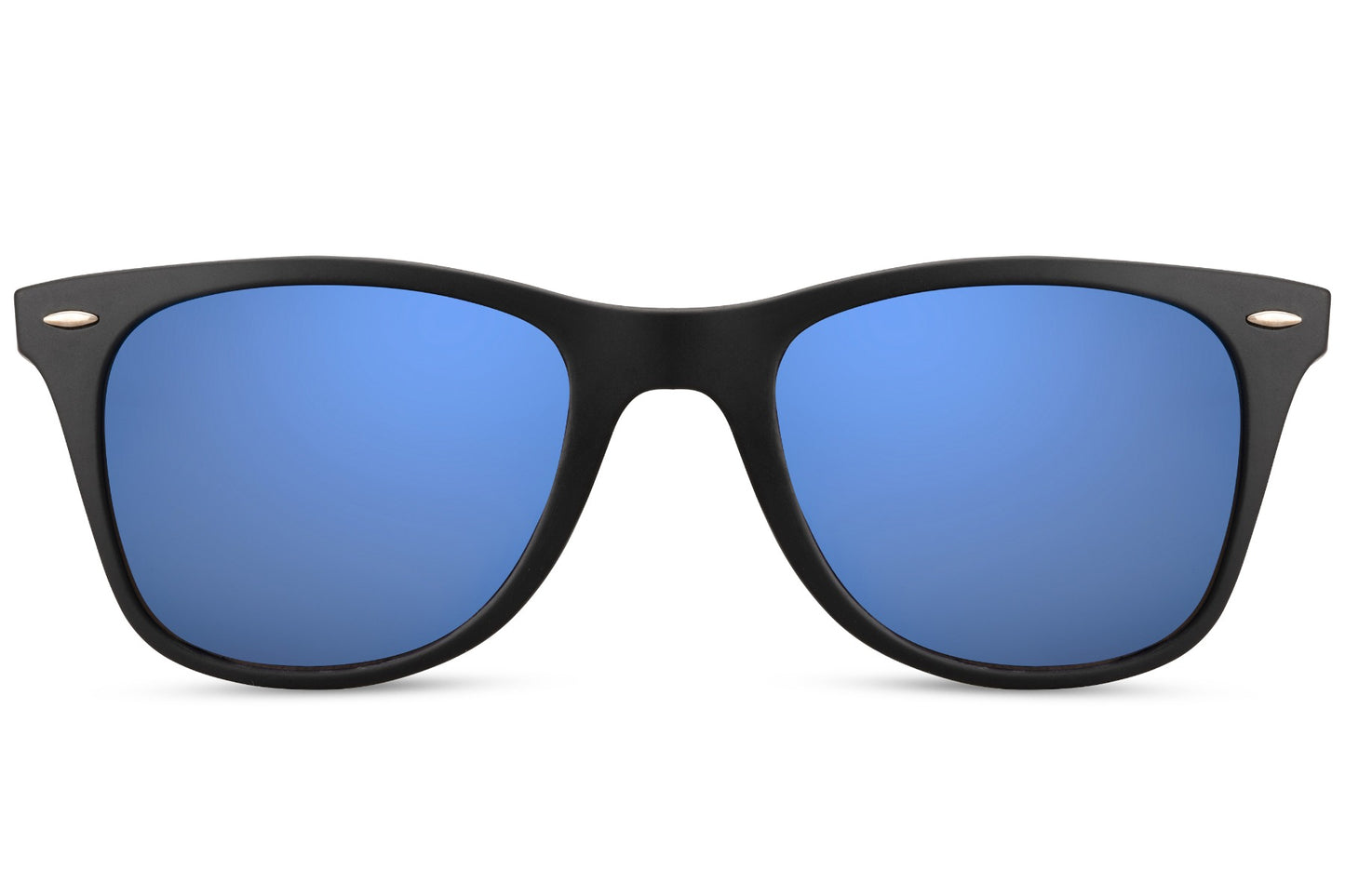 Classic eyewear with mirrored blue lenses and lightweight matte frame