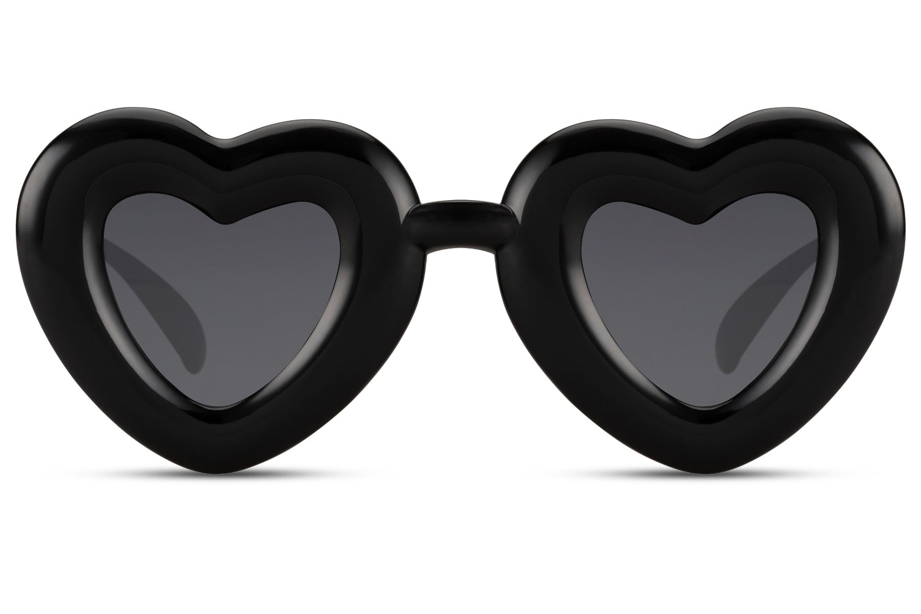 bold black heart frame sunglasses for women