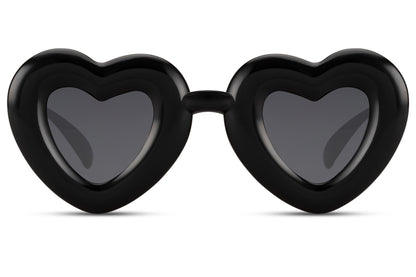 bold black heart frame sunglasses for women