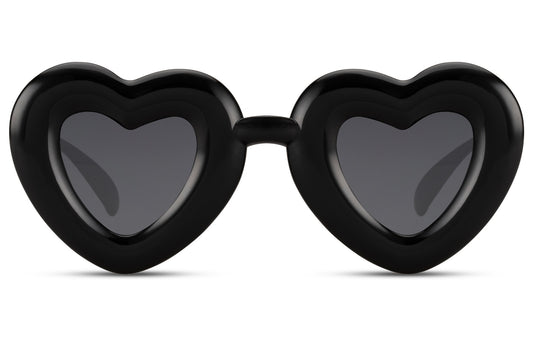 bold black heart frame sunglasses for women