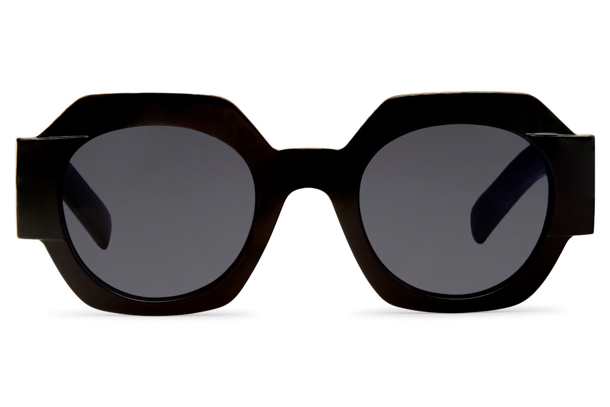 eco friendly sunglasses with black bold frame